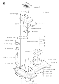 Chassis Upper Diagram and Parts List for 220AC 2008-02 Husqvarna Lawn Mower