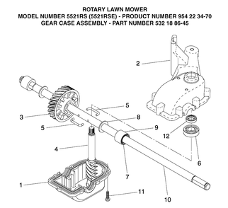 Gear Case Diagram and Parts List for 5521RS (954223270)(2004-07) Husqvarna Lawn Mower