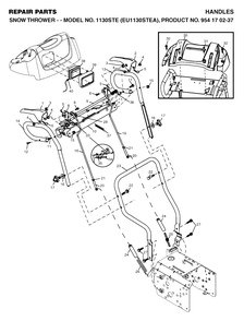 Handle Diagram and Parts List for 1130STE (954170237-A)(2004-09) Husqvarna Snow Blower
