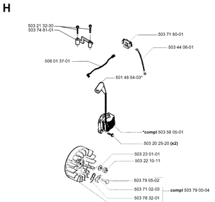 Clutch And Oil Pump Diagram and Parts List for 40 20013500001-Current Husqvarna Chainsaw