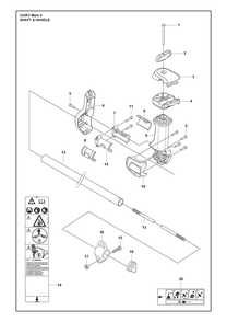 Shaft And Handle Diagram and Parts List for 525RXMARKII  Husqvarna Brush Cutter