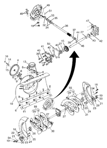 Auger Housing / Impeller Assembly Diagram and Parts List for 524STE (954224200-A)(2004-08) Husqvarna Snow Blower