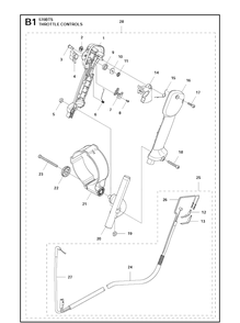 Throttle Controls Diagram and Parts List for 570BFS 20111800001-Current Husqvarna Leaf Blower / Vacuum