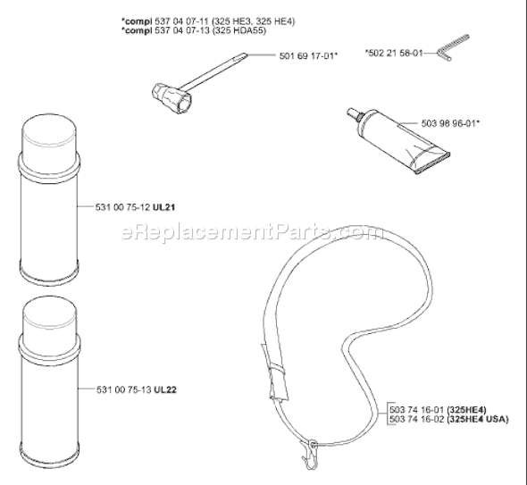 Page A Diagram and Parts List for 325HE4 2001-05 Husqvarna Trimmer