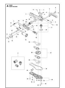 Gear Housing Diagram and Parts List for 596316601  Husqvarna Brush Cutter