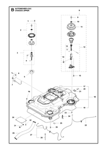 Chassis Upper Diagram and Parts List for 430X 2016-02 Husqvarna Lawn Mower