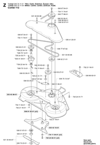 44 Inch/112cm Cutting Deck Diagram and Parts List for PR15 2002-02 Husqvarna Lawn Mower
