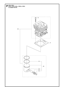 Cylinder Piston 2 Diagram and Parts List for 335FR  Husqvarna Brush Cutter