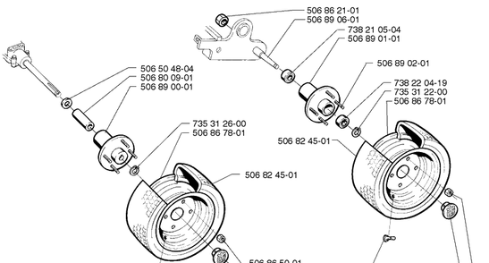 Tire Assembly Diagram and Parts List for RIDER1200 1998-01 Husqvarna Lawn Mower
