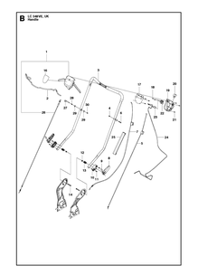Handle Diagram and Parts List for LC348VE 2015 Husqvarna Lawn Mower