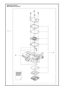 Carburetor Details Diagram and Parts List for 592XP 592 XP-G Husqvarna Chainsaw