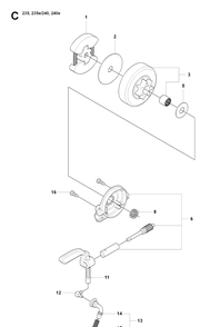 Clutch And Oil Pump Diagram and Parts List for 235 20080100001-20091400000 Husqvarna Chainsaw