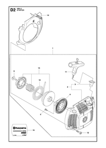 Starter Diagram and Parts List for 440 e-series II Husqvarna Chainsaw