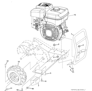 Mainframe Right Side Diagram and Parts List for TR430DUAL (96091001802)(2011-09) Husqvarna Cultivator