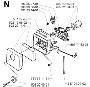 Carburetor And Air Filter Diagram and Parts List for 232RD 20001400001-Current Husqvarna Brush Cutter