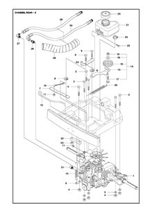 Chassis Rear 2 Diagram and Parts List for R316TS AWD Husqvarna Lawn Mower