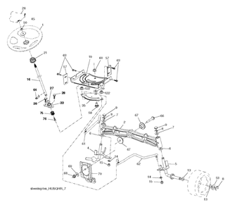 Steering Diagram and Parts List for YTH1842 (917223810)(2017-12) Husqvarna Lawn Tractor