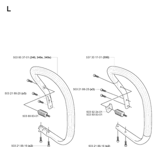 Handle Diagram and Parts List for 345 20070100001-Current Husqvarna Chainsaw