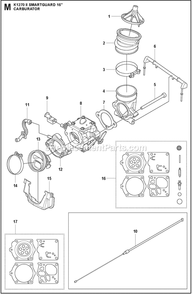 Carburetor Diagram and Parts List for K1270II  Husqvarna Concrete Saw