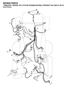 Electrical Diagram and Parts List for CTH180XP (96061007500)(2006-03) Husqvarna Lawn Tractor