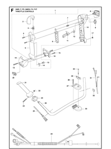 Throttle Controls 2 Diagram and Parts List for 343FRM  Husqvarna Brush Cutter