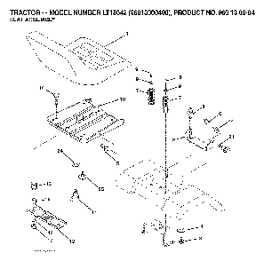 Seat Diagram and Parts List for LT18542 (96013000400)(2006-03) Husqvarna Lawn Tractor