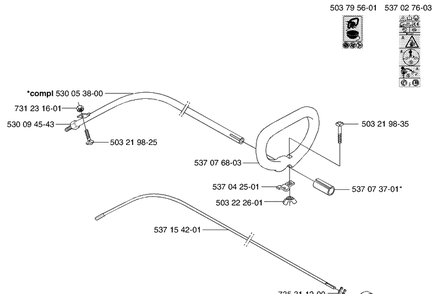 Handles / Shaft / Tube Diagram and Parts List for 326C 2002-08 Husqvarna Brush Cutter