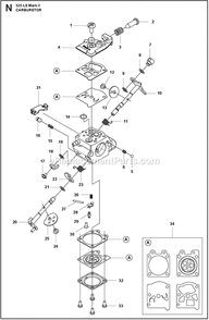 Carburetor Diagram and Parts List for 525LSMARKII  Husqvarna Trimmer