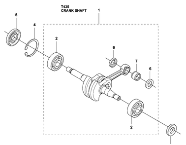 Crankshaft Diagram and Parts List for T435 2009-02 Husqvarna Chainsaw