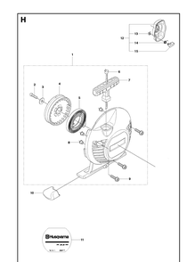 Starter Diagram and Parts List for 241R 20093600001-20144900000 Husqvarna Brush Cutter