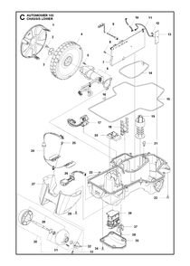 Chassis Lower Diagram and Parts List for 105 2017-01 Husqvarna Lawn Mower