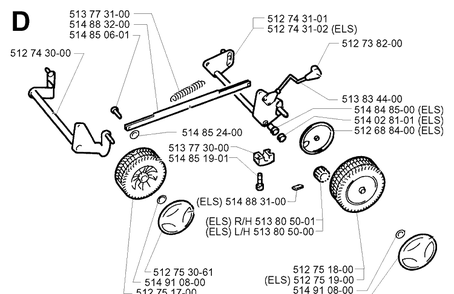 Wheel And Depth Stake Assembly 3 Diagram and Parts List for 43EL ROYAL Husqvarna Lawn Mower