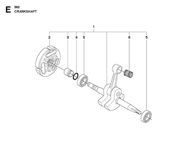 Crankshaft Diagram and Parts List for 362 2011-02 Husqvarna Chainsaw