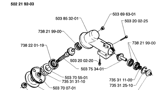 Grip Assembly 232r/L Diagram and Parts List for 232RL 1997-02 Husqvarna Brush Cutter