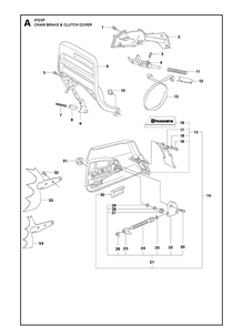 Chain Brake And Clutch Cover Diagram and Parts List for 372XP XPG Husqvarna Chainsaw