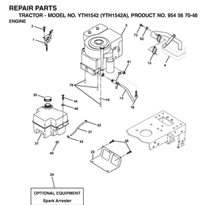 Engine Diagram and Parts List for YTH1542 (954567048)(2000-11) Husqvarna Lawn Tractor