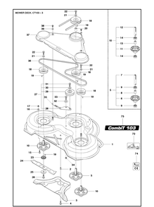103cm Cutting Deck Diagram and Parts List for R422TS AWD Husqvarna Lawn Mower