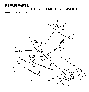 Handle And Controls Diagram and Parts List for CRT52 (954140067B)(1998-07) Husqvarna Tiller