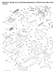 Chassis And Enclosures Diagram and Parts List for YTH150 (96041002101)(2008-01) Husqvarna Lawn Tractor