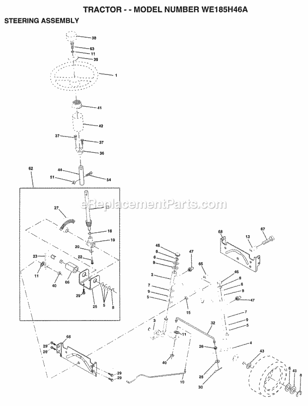 Seat Diagram and Parts List for WE185H46A 1998 Husqvarna Lawn Tractor