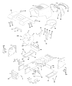 Chassis And Enclosures Diagram and Parts List for LTH1342 (954567031-A)(2000-12) Husqvarna Lawn Tractor