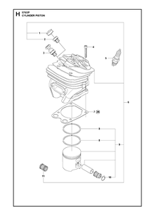 Cylinder Piston Diagram and Parts List for 576XP-576XPEPA 20100100001-20110100000 Husqvarna Chainsaw