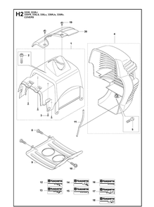 Cover 2 Diagram and Parts List for 335FR  Husqvarna Brush Cutter