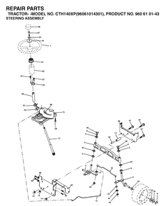 Steering Diagram and Parts List for CTH140XP (96061014301)(2006-06) Husqvarna Lawn Tractor