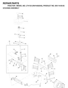 Steering Diagram and Parts List for LTH130 (954140005A)(1997-01) Husqvarna Lawn Tractor