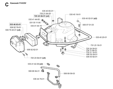 Engine Diagram and Parts List for R15-V2 (953533701)(2004-02) Husqvarna Lawn Tractor