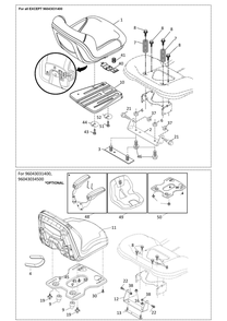 Seat Diagram and Parts List for TS142 2020 Husqvarna Lawn Tractor