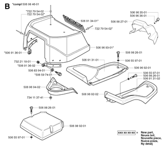 Hood Diagram and Parts List for R11BIO 2002-02 Husqvarna Lawn Tractor