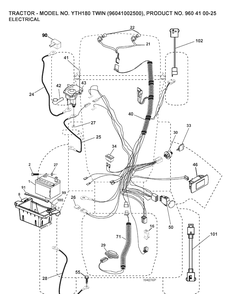 Electrical Diagram and Parts List for YTH180 (96041002500)(2007-02) Husqvarna Lawn Tractor