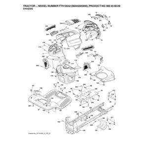 Chassis Diagram and Parts List for 96045005900  Husqvarna Lawn Tractor